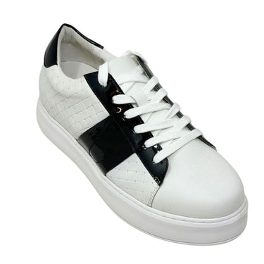 Elevator shoes height increase FSE0228 - 2.6 Inches Taller (White/Black) - Size 9 Only