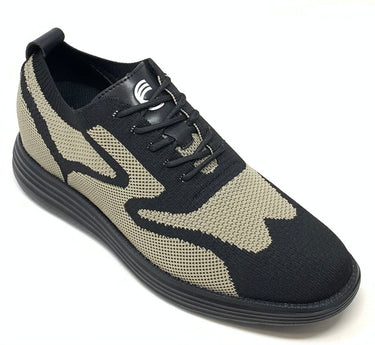 Elevator shoes height increase FSJ0131 - 3 Inches Taller (Black/Khaki) - Size 9 Only