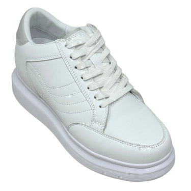 Elevator shoes height increase FSU0077 - 3.4 Inches Taller (White) - Size 8 Only