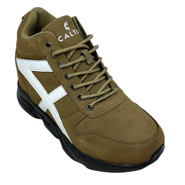 Elevator shoes height increase FSZ0191 - 3.6 Inches Taller (Khaki/White) - Size 8 Only
