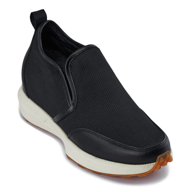 Elevator shoes height increase CALTO - J1433 - 3.3 Inches Taller (Black) - Casual Chunky Sole Sneaker Loafers