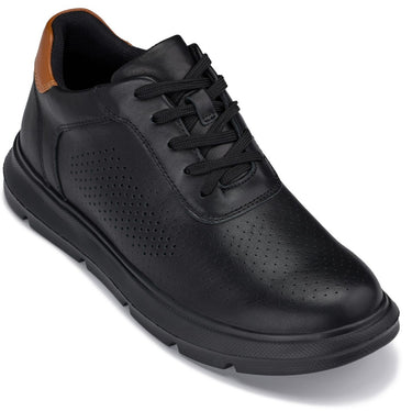 Elevator shoes height increase CALTO - J1580 - 2.6 Inches Taller (Black/Black Sole) - Lightweight Casual Walkers