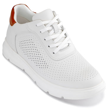 Elevator shoes height increase CALTO - J1581 - 2.6 Inches Taller (White) - Lightweight Casual Walkers