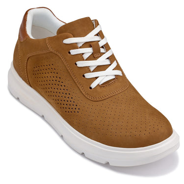 Elevator shoes height increase CALTO - J1583 - 2.6 Inches Taller (Brown) - Lightweight Casual Walkers