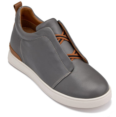 Elevator shoes height increase CALTO - J1935 - 2.6 Inches Taller (Grey) - Slip-On Snoafers