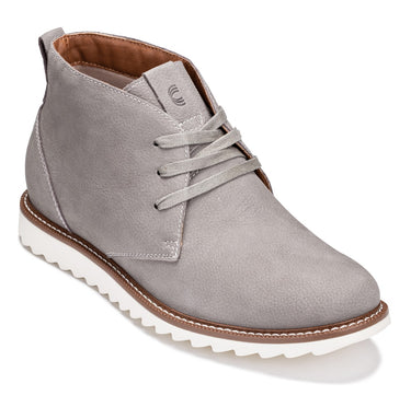 Elevator shoes height increase CALTO - J2192 - 2.6 Inches Taller (Grey/White Sole) - Nubuck Chukka Boots