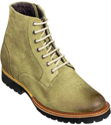 Elevator shoes height increase CALTO - K24402 - 3 Inches Taller (Olive) - Casual Zipper Boots