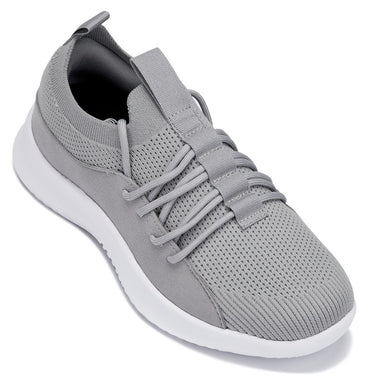 Elevator shoes height increase CALTO - Q134 - 2.4 Inches Taller (Light Gray/White Sole) - Ultra Lightweight Sneakers