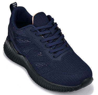 Elevator shoes height increase CALTO - Q222 - 2.6 Inches Taller (Navy/Coral) - Lightweight Sporty Sneakers