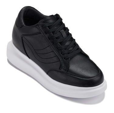 Elevator shoes height increase CALTO - Q510 - 2.6 Inches Taller Lightweight (Black/White Sole) - Chunky Sole Sneakers