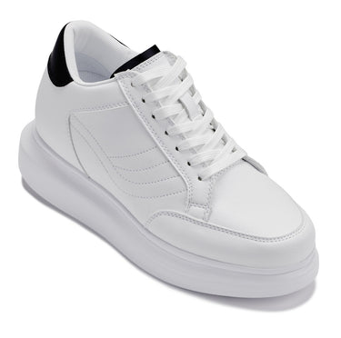 Elevator shoes height increase CALTO - Q511 - 2.6 Inches Taller Lightweight (White/White Sole) - Chunky Sole Sneakers