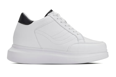Elevator shoes height increase CALTO - Q511 - 2.6 Inches Taller Lightweight (White/White Sole) - Chunky Sole Sneakers