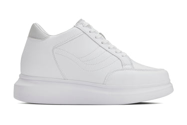 CALTO - Q512 - 2.6 Inches Taller Lightweight (Pure White/White Sole) - Chunky Sole Sneakers