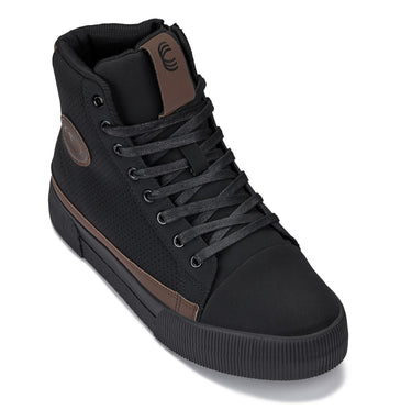 Elevator shoes height increase CALTO - S3422 - 2.4 Inches Taller (Black/Coffee Brown) - Cap Toe High Top Zip-Up Sneaker Boots