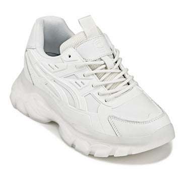 Elevator shoes height increase CALTO - S5285 - 2.6 Inches Taller (White/Translucent White Sole) - Chunky Sole Sporty Sneakers