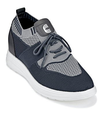 Elevator shoes height increase CALTO - X1341 - 2.8 Inches Taller (Iron Gray/Glacier Gray) - Lace Up Casual Walker - Lightweight
