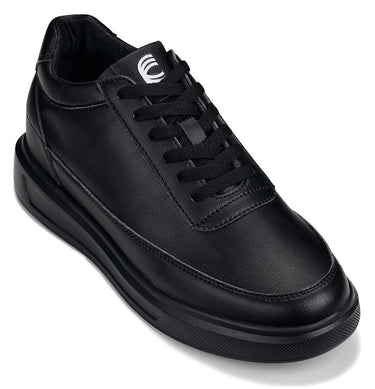 Elevator shoes height increase CALTO - X1646 - 2.8 Inches Taller (Pitch Black) - Lightweight Sneakers