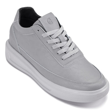 Elevator shoes height increase CALTO - X1648 - 2.8 Inches Taller (Pewter Grey) - Lightweight Sneakers
