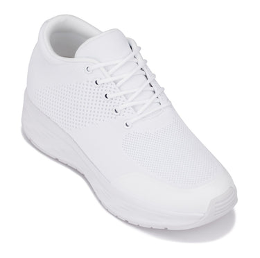Elevator shoes height increase CALTO - X2691 - 2.8 Inches Taller (White/White Sole) - Lightweight Sporty Sneakers