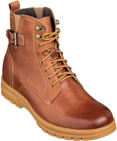 Elevator shoes height increase TOTO - K16205 - 2.8 Inches Taller (Light Brown) - High Top Boots