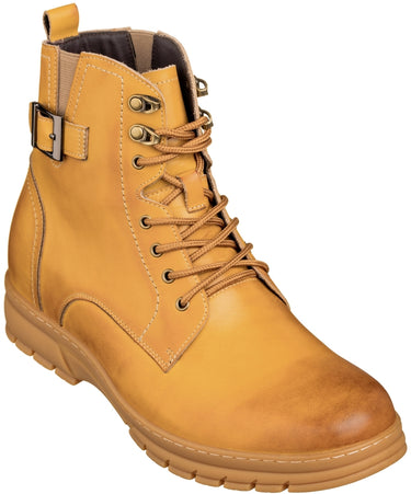 Elevator shoes height increase TOTO - K16207 - 2.8 Inches Taller (Tan Brown) - High Top Boots