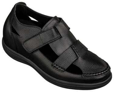 Elevator shoes height increase CALTO - K2661 - 3.2 Inches Taller (Black) - Casual Fisherman Sandal