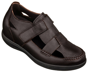 Elevator shoes height increase CALTO - K2662 - 3.2 Inches Taller (Dark Brown) - Casual Fisherman Sandal