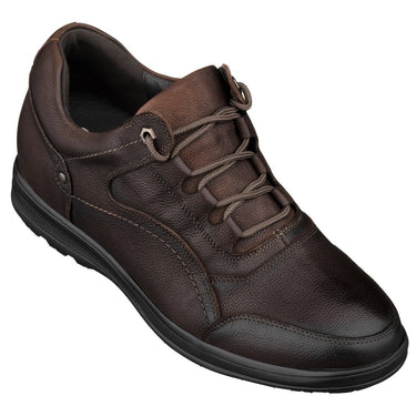Elevator shoes height increase CALTO - K3045 - 2.8 Inches Taller (Dark Brown) - Lace Up Casual Walker - Lightweight