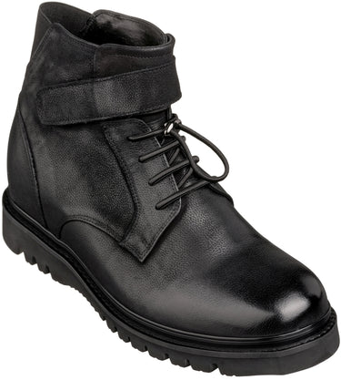 Elevator shoes height increase CALTO - K83114 - 3.2 Inches Taller (Black) - Casual Boots