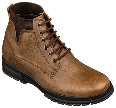 Elevator shoes height increase TOTO - K84017 - 2.8 Inches Taller (Khaki) - High Top Work Boots