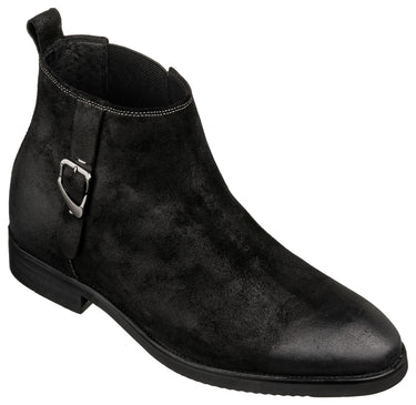 Elevator shoes height increase TOTO - K92081 - 3 Inches Taller (Nubuck Black) - Chelsea Ankle Boots