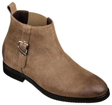 Elevator shoes height increase TOTO - K92083 - 3 Inches Taller (Nubuck Coffee Brown) - Chelsea Ankle Boots