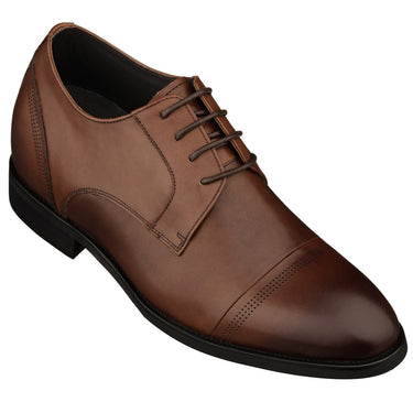 Elevator shoes height increase TOTO - K9278 - 2.8 Inches Taller (Dark Brown) - Dress Oxford