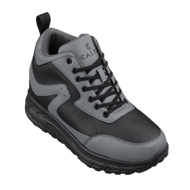 Elevator shoes height increase CALTO - S22771 - 4 Inches Taller (Black/Grey) - Hiking Style Boots