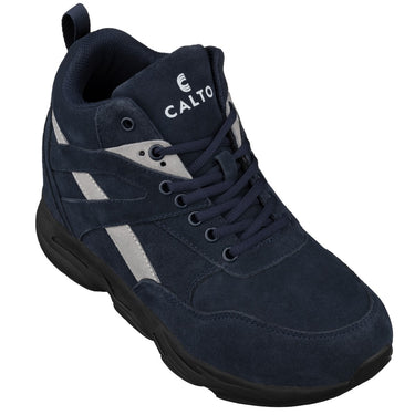 Elevator shoes height increase CALTO - S33595 - 4 Inches Taller (Blue/Grey) - Sneakers