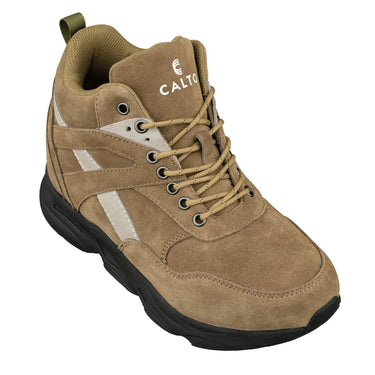 Elevator shoes height increase CALTO - S33596 - 4 Inches Taller (Olive Green) - Sneakers