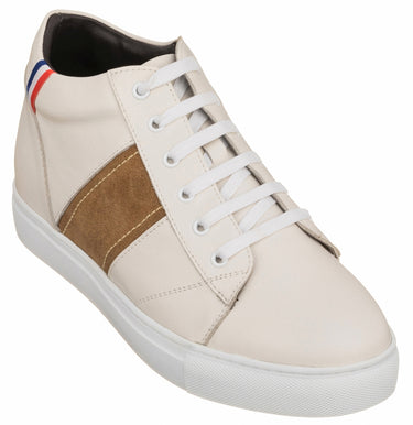 Elevator shoes height increase CALTO - K53101 - 2.8 Inches Taller (Beige White)