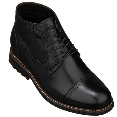 Elevator shoes height increase CALTO - Y41083 - 3.2 Inches Taller (Black) - Lace Up Casual Boots
