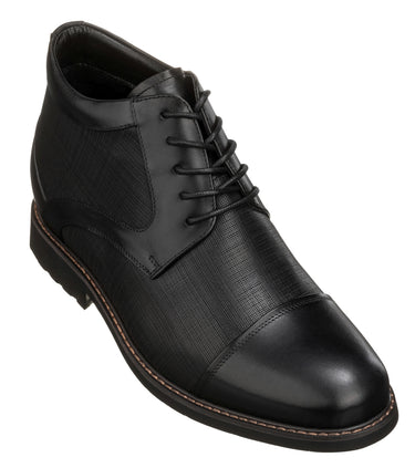 Elevator shoes height increase TOTO - Y41088 - 3.2 Inches Black Leather Boots