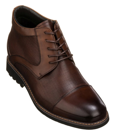 Elevator shoes height increase TOTO - Y41089 - 3.2 Inches Dark Brown Leather Boots
