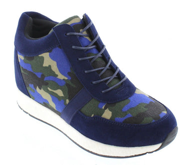 Elevator shoes height increase CALTO - H2242 - 3.2 Inches Taller (Camo Navy Canvas) - Lightweight