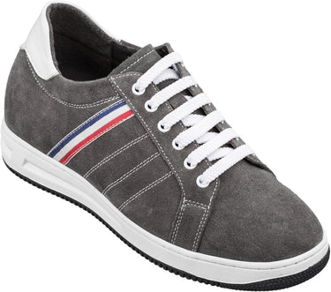 Elevator shoes height increase CALTO - T9672 - 2.6 Inches Taller (Grey/White) - Sueded