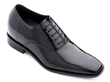 Elevator shoes height increase TOTO H6532B Men's Patent Leather Oxford Elevator Shoes - 3 Inches (7.6 cm) Height Increasing Formal Dress Shoes