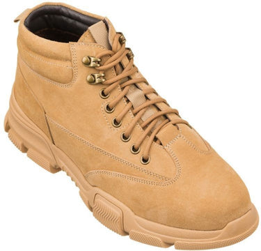 Elevator shoes height increase CALTO - K50130 - 2.9 Inches Taller (Desert Sand) - Faux Fur Lining