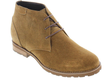 Elevator shoes height increase CALTO Brown Nubuck Leather Dress Boots - Three Inches - T65561