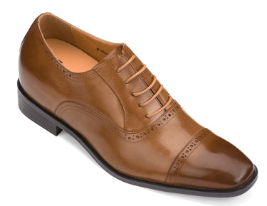 Elevator shoes height increase TOTO 3-Inch Taller Brown Dress Elevator Shoes F6506B