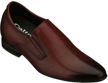 Elevator shoes height increase CALTO - Y5531 - 3 Inches Taller (Cordovan Dark Brown) - Lightweight