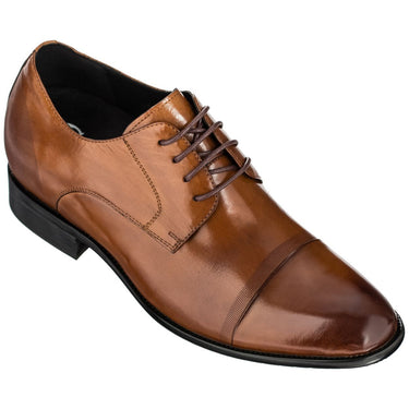 Elevator shoes height increase CALTO - Y1002 - 2.8 Inches Taller (Antique Brown)