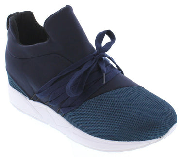 Elevator shoes height increase Deep Blue CALTO Lightweight High-Top Sneakers - Three Inches - H7197