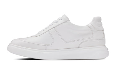 Elevator shoes height increase CALTO - J2201 - 2.6 Inches Taller (White/White Sole) - Lightweight Nappa Sneakers